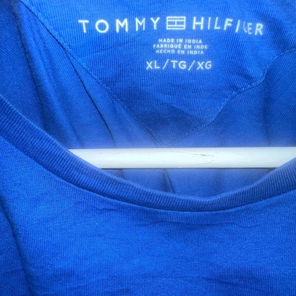 Men’s Blue Tommy Hilfiger Embroidered Logo Short Sleeve T-Shirt Size XL Casual - Picture 4 of 5